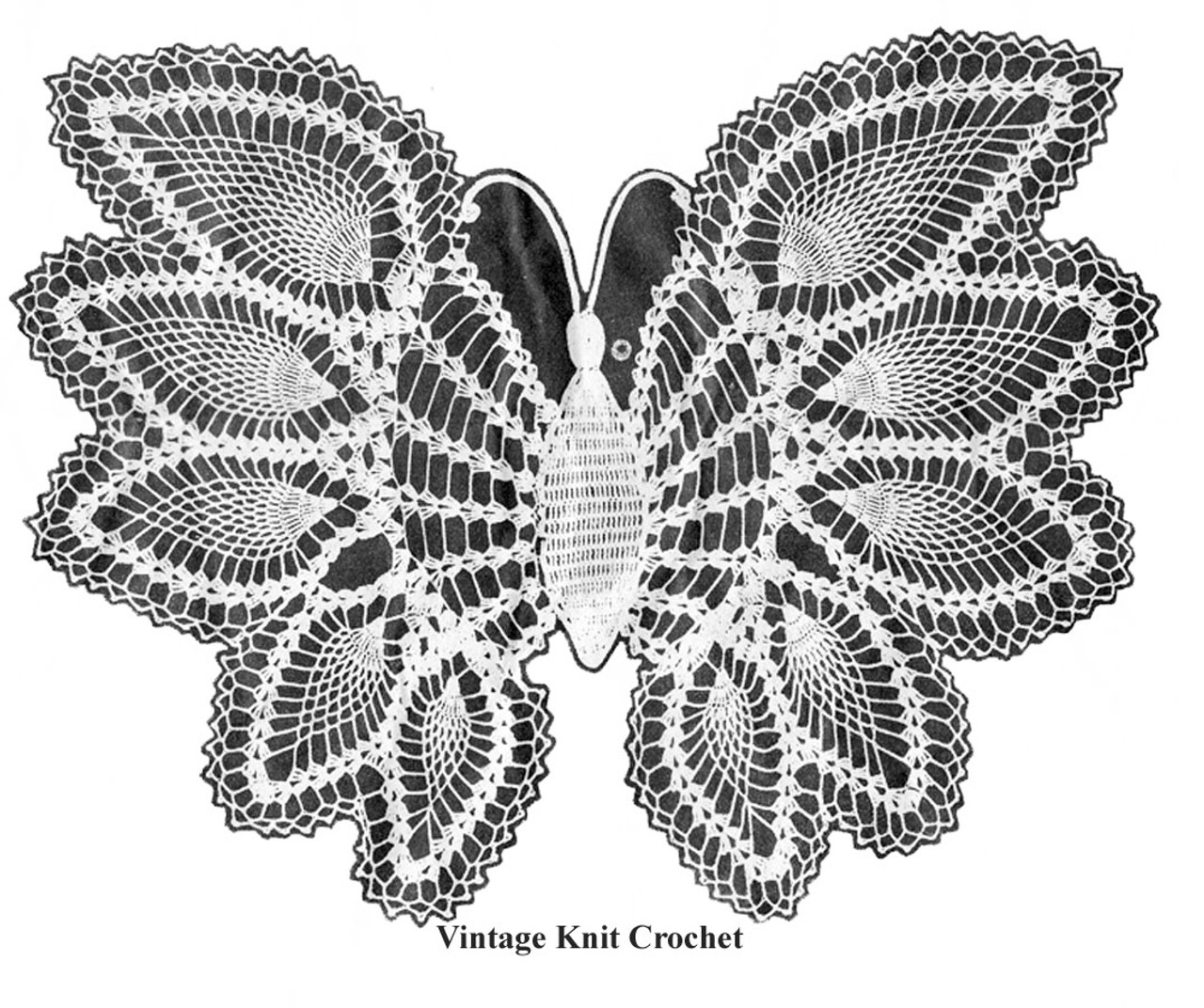 Crocheted Butterfly, Pineapple Wings Pattern Illustration for Design 3008