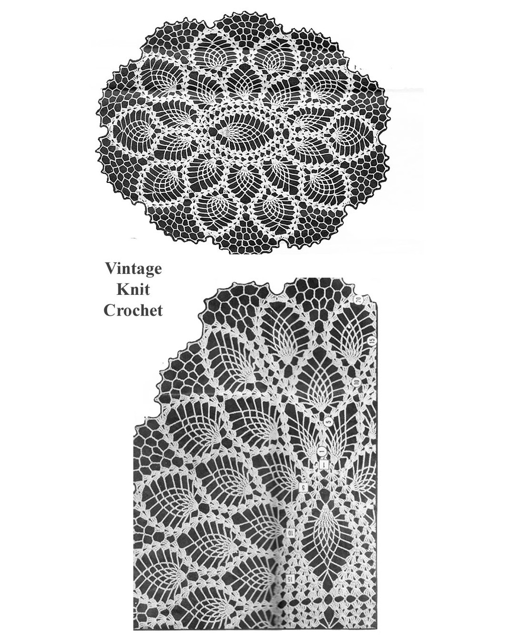 Crochet Pineapple Runner Doily Illustration for No 3050