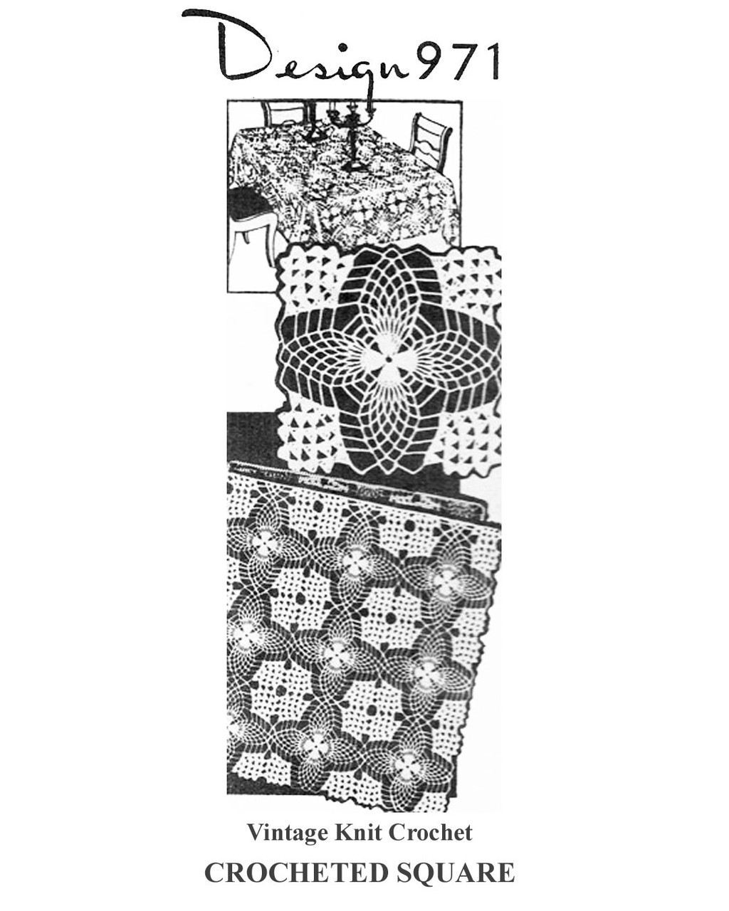 Crochet Double Pineapple Square Pattern Design 971