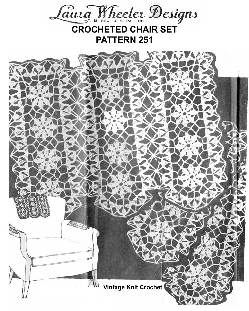 Crochet Flower panel chair set pattern design 251