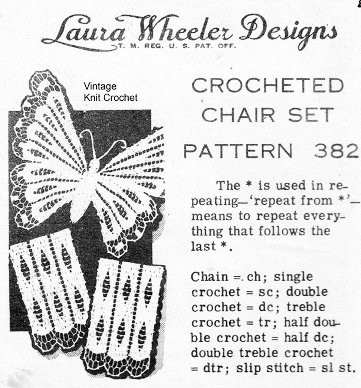 Vintage Crochet Butterfly Pattern, Mail Order 382