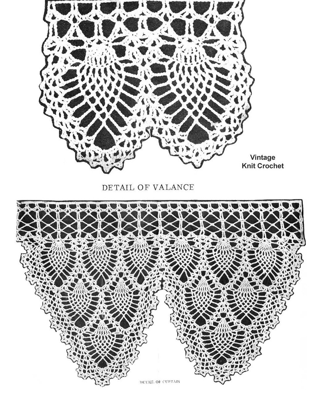 Crocheted Pineapple Curtains Valance Pattern, Laura Wheeler 407 Mail Order crocheted-pineapple-curtains-valance-pattern-laura-wheeler-407-mail-order