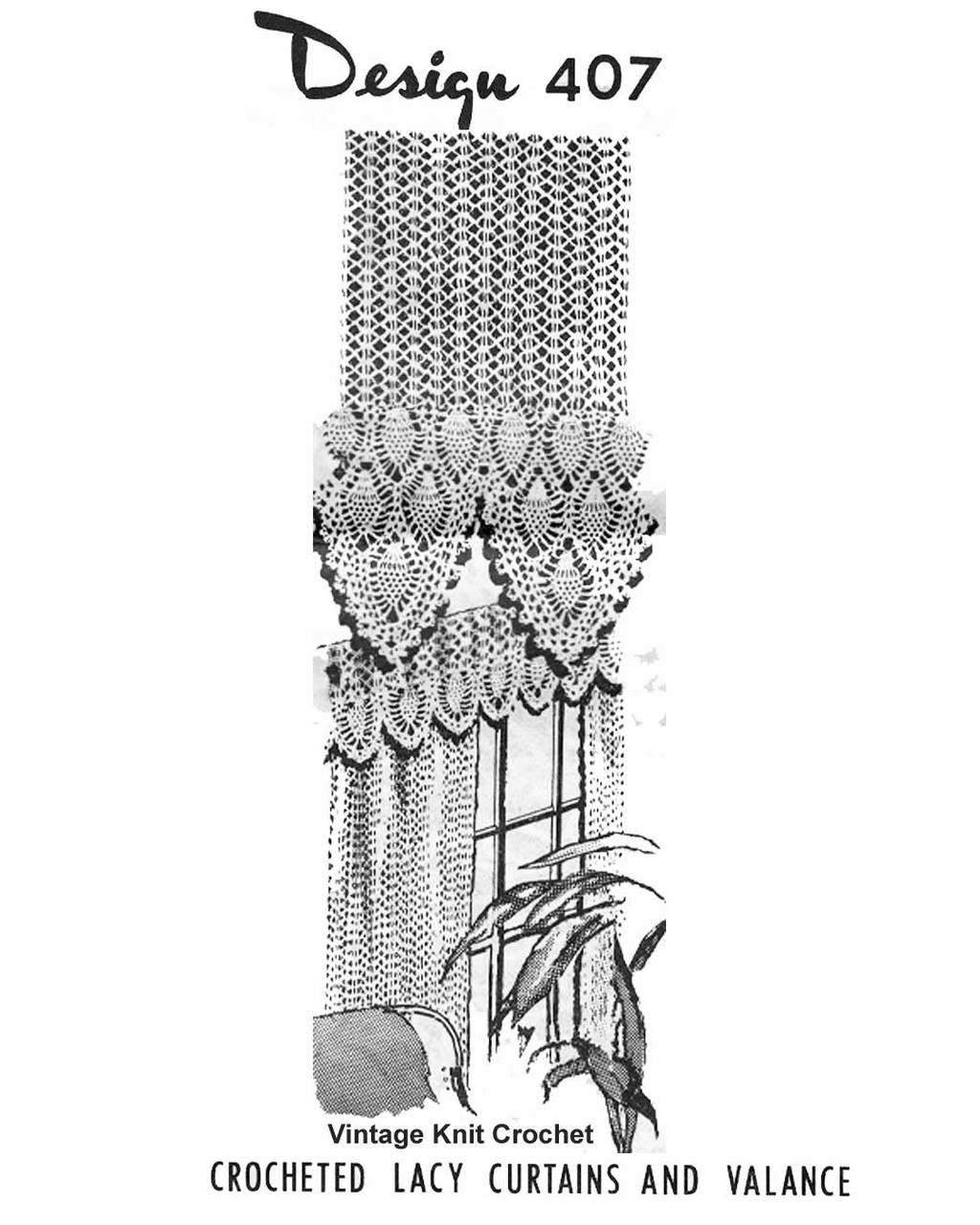 Crocheted Pineapple Curtains Valance Pattern, Laura Wheeler 407 Mail Order crocheted-pineapple-curtains-valance-pattern-laura-wheeler-407-mail-order
