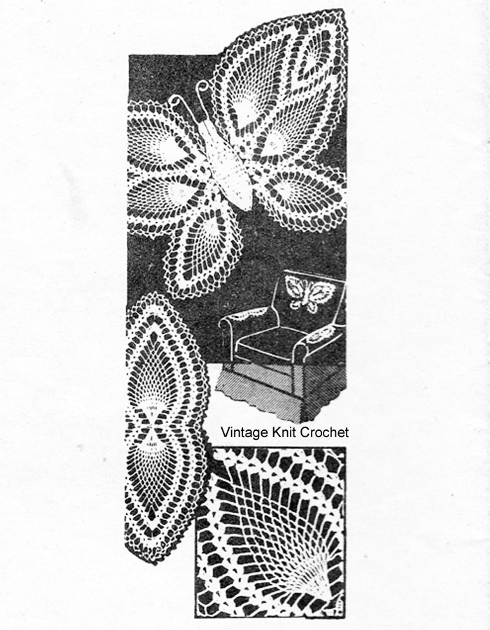 Vintage Crochet Butterfly Doily Pattern, Laura Wheeler 828