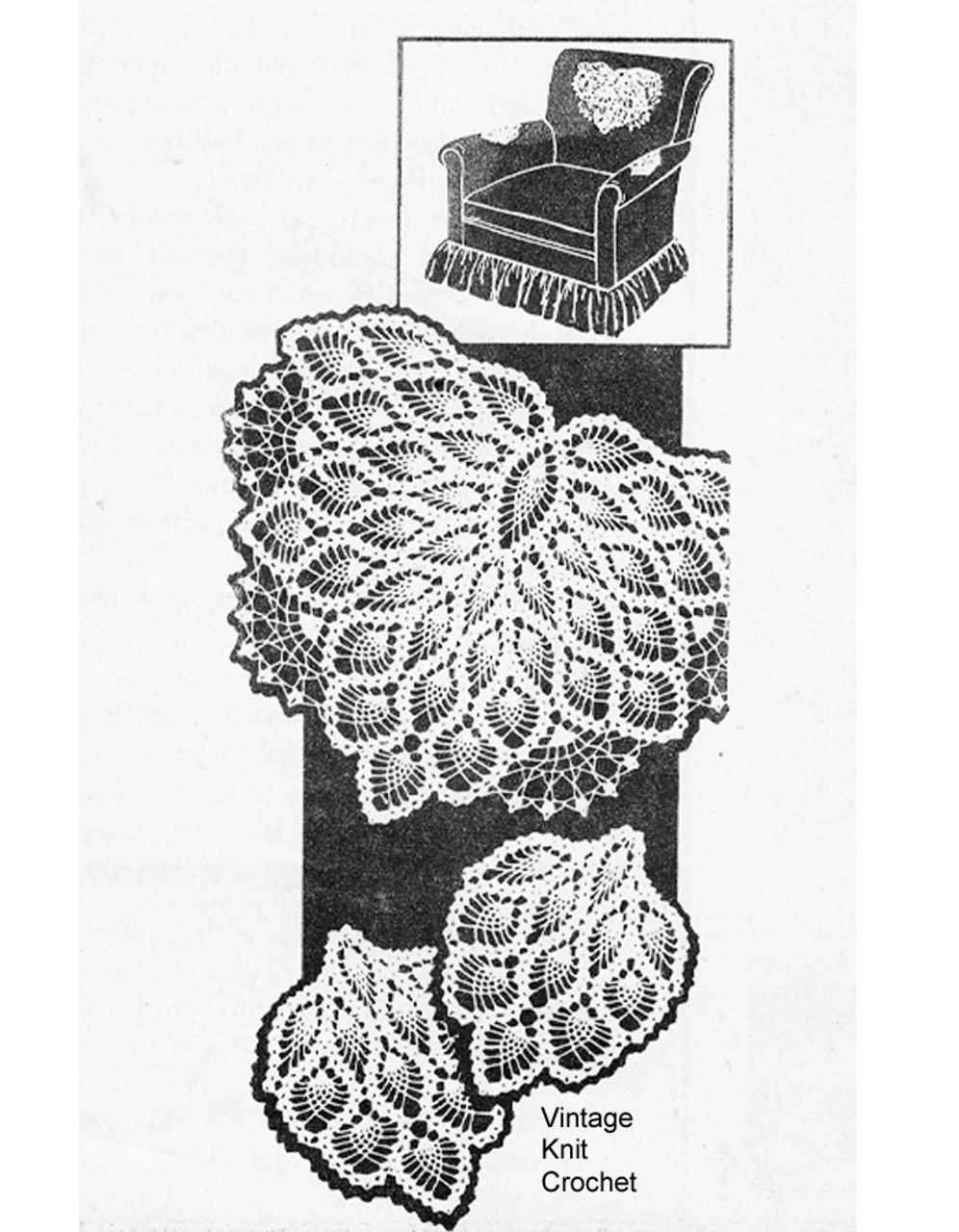 American Weekly Chair Set Pattern, All over pineapples, No 3086
