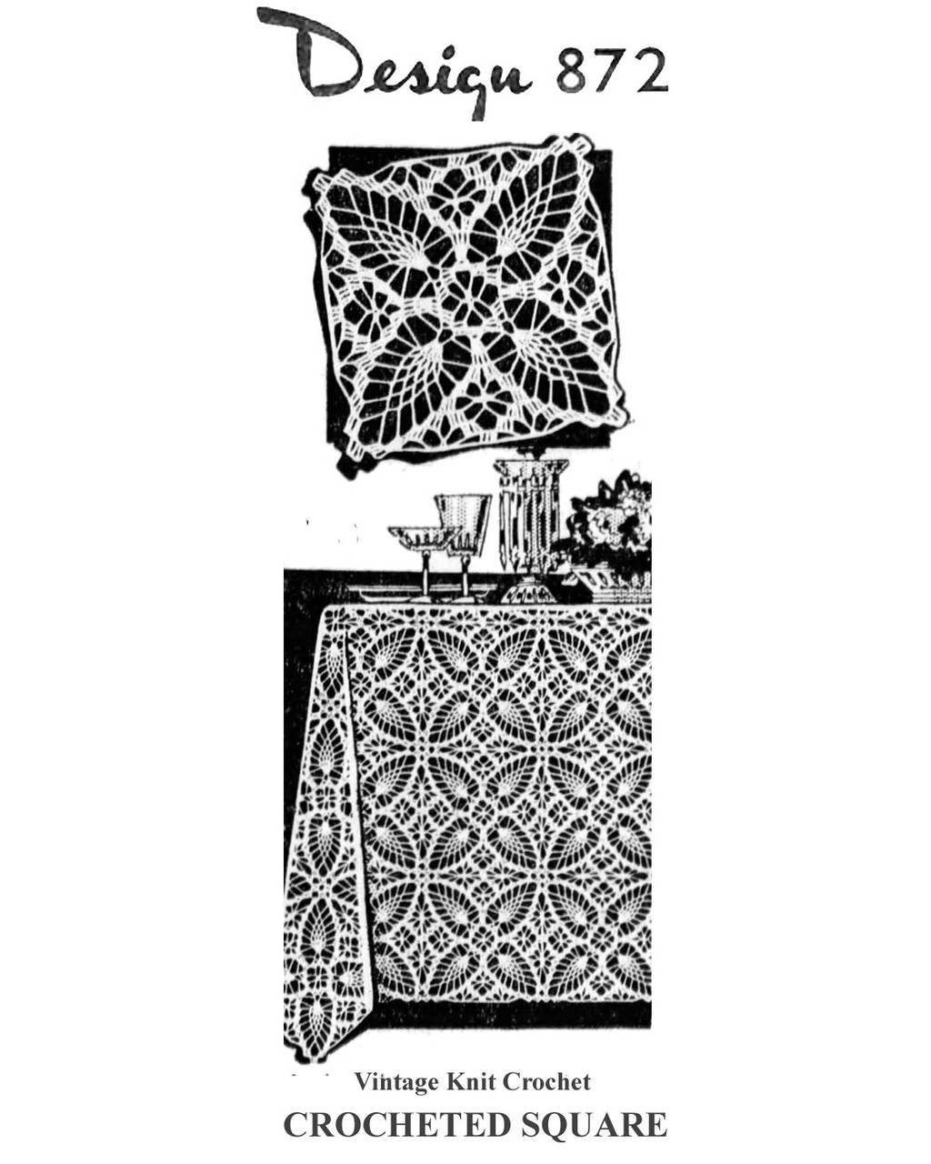 Pineapple Tablecloth Square Crochet pattern Design 872
