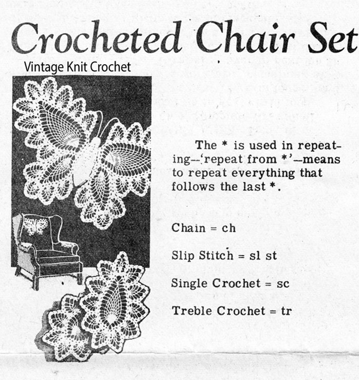 Mail Order 3025, Crochet Butterfly Chair Set