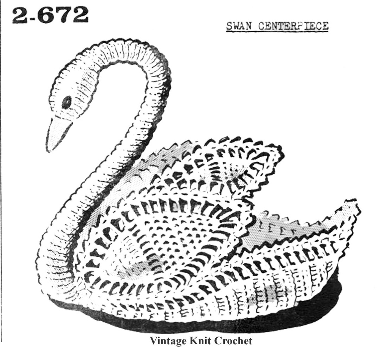 Crochet Swan Basket with Pineapple Wings, Anne Cabot 2672