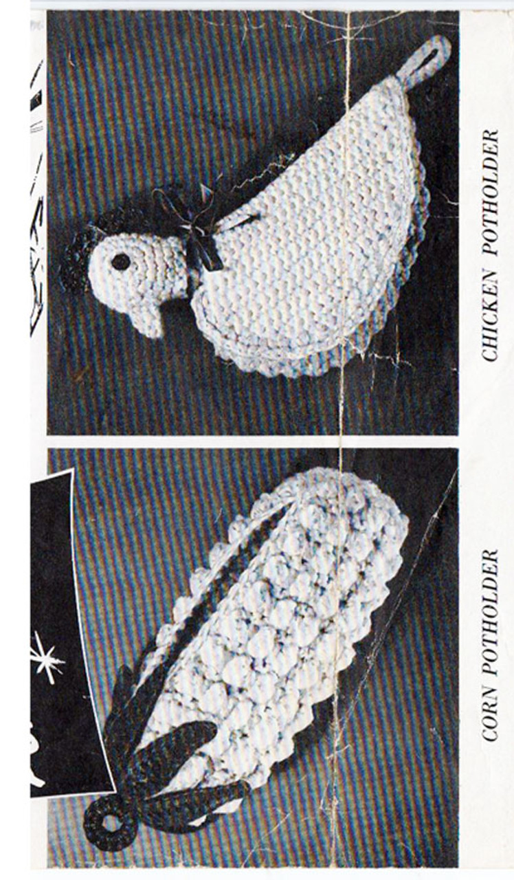 Ear of Corn Crocheted Potholder Pattern, Chicken Pan Holder