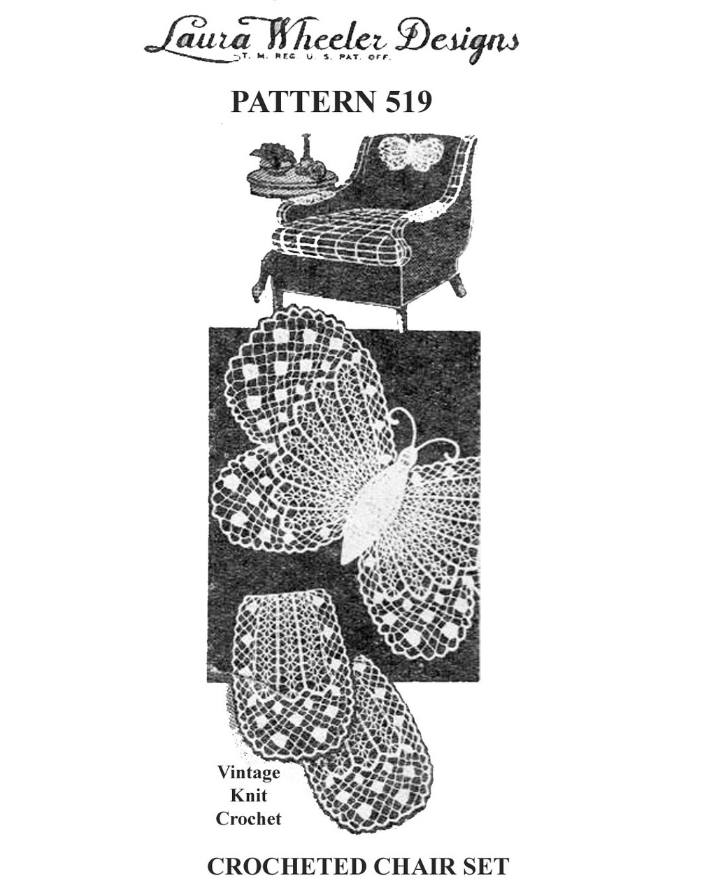 Crochet Butterfly Chair Doily Pattern Set Laura Wheeler Design 519