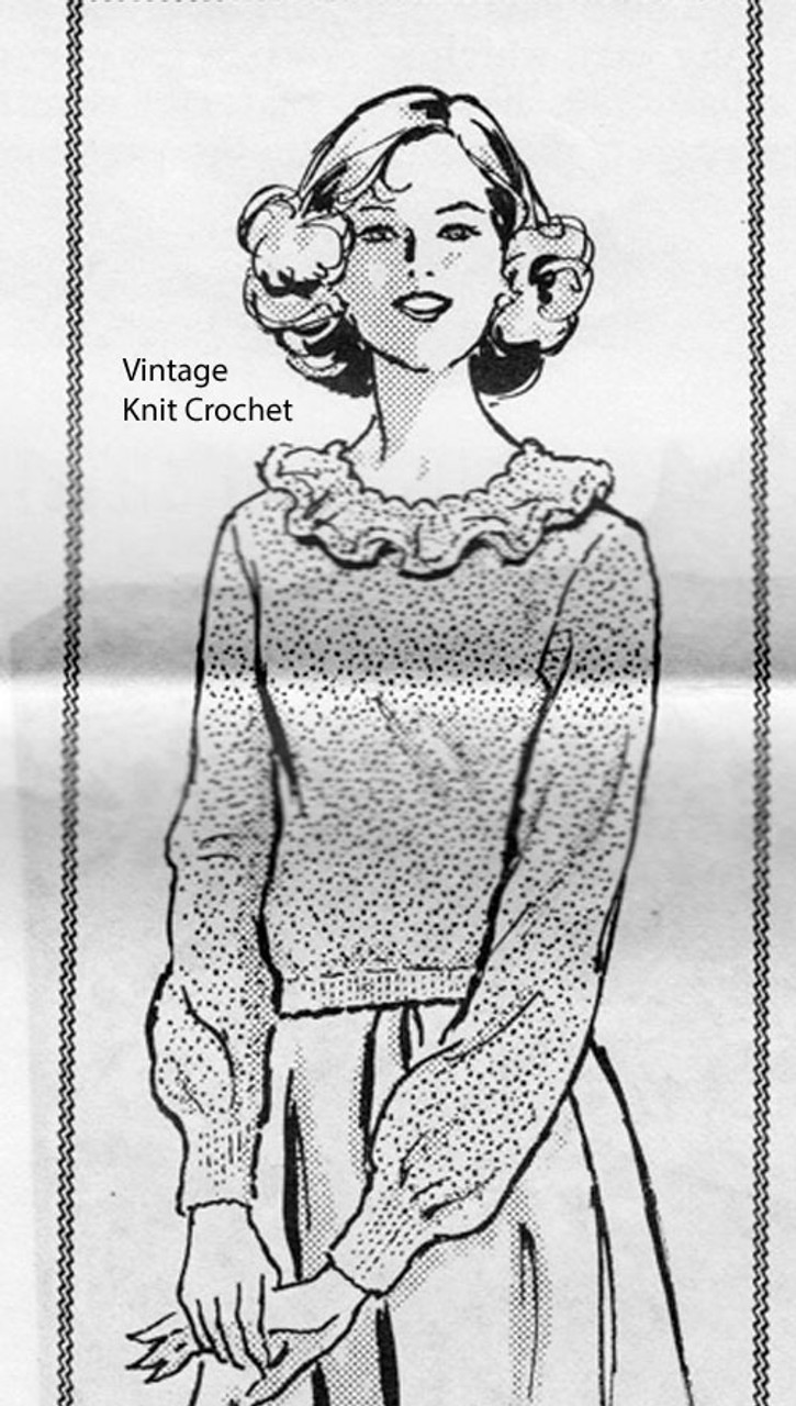 Ruffled Collar Knitted Blouse Pattern, Laura Wheeler 759