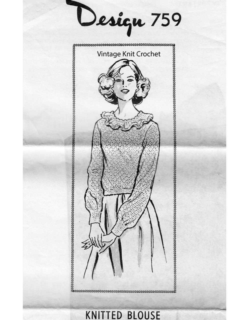 Knitted Pullover Blouse Pattern, Mail Order 759
