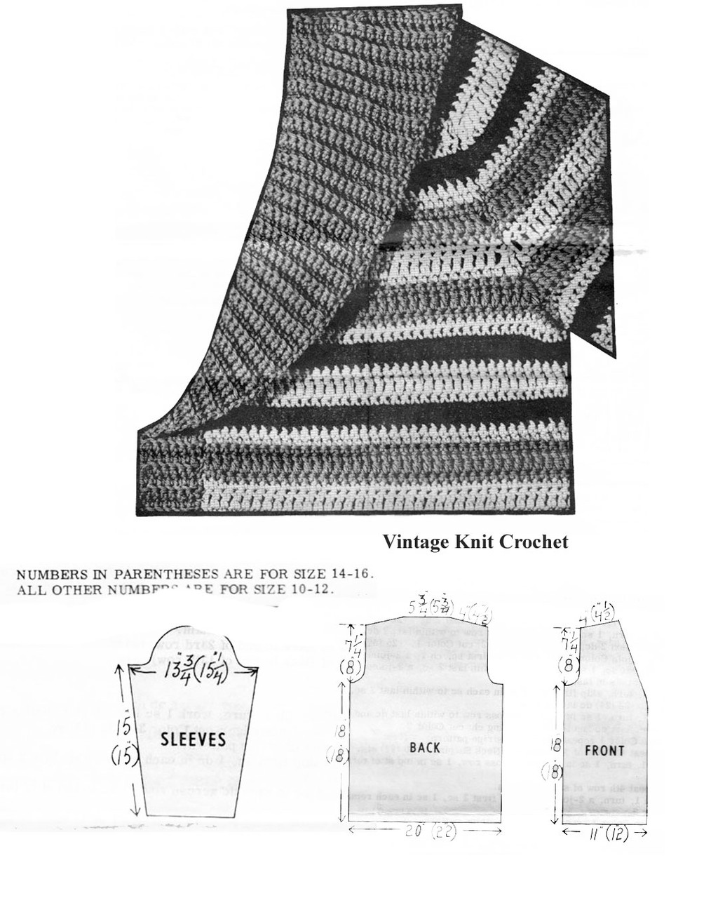 Crochet Striped Cardigan Pattern with Shawl Collar, Mail Order