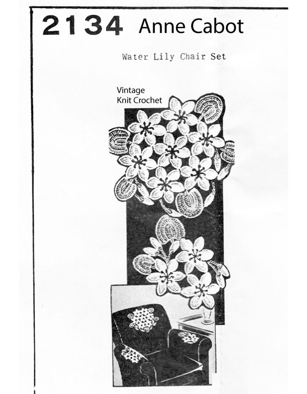 Water Lily Crochet Chair Set Pattern, Mail Order 2134