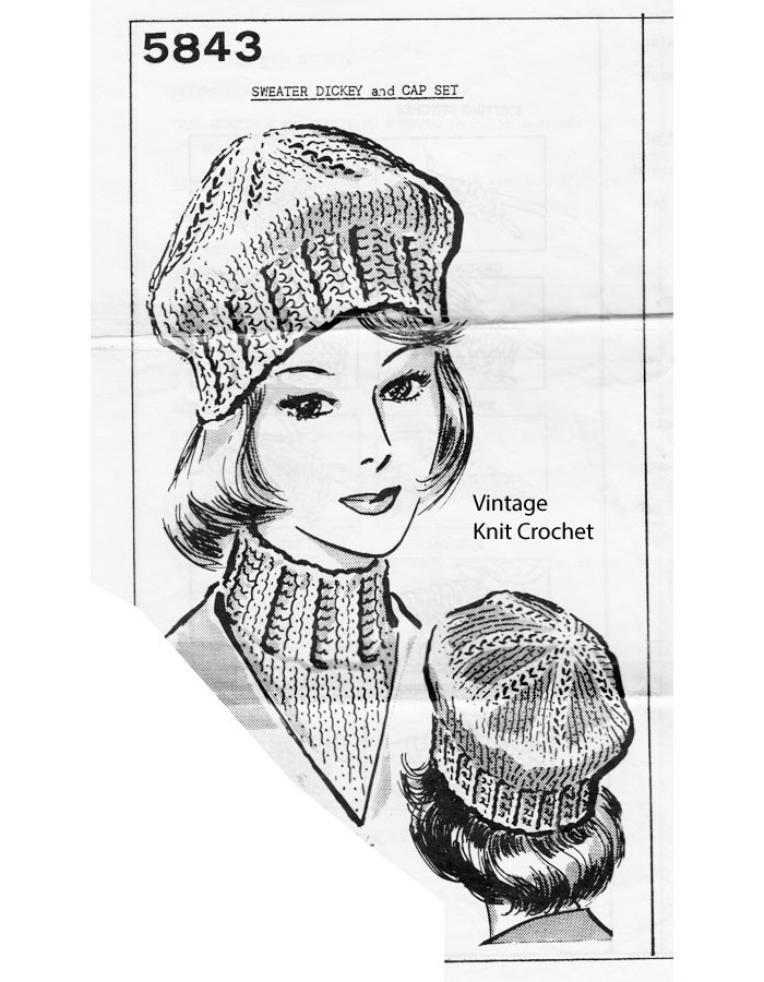 Knitted Dickey Hat Pattern, Mail Order 5843