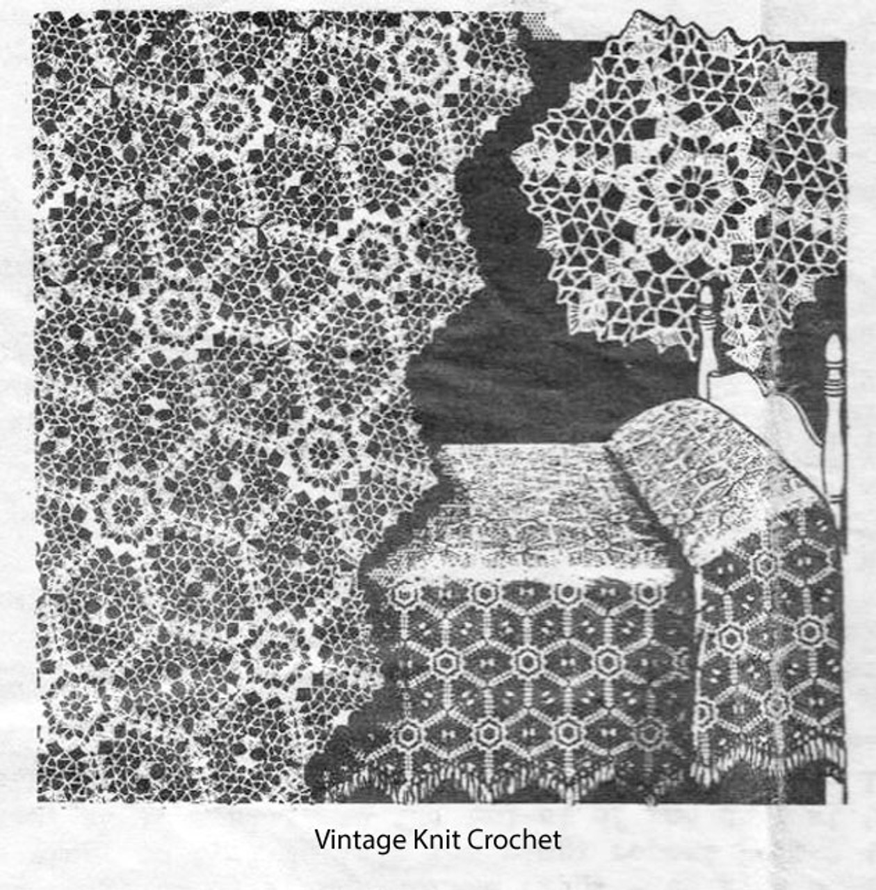 Crochet Medallion Pattern for bedspread tablecloth, Mail Order 2283
