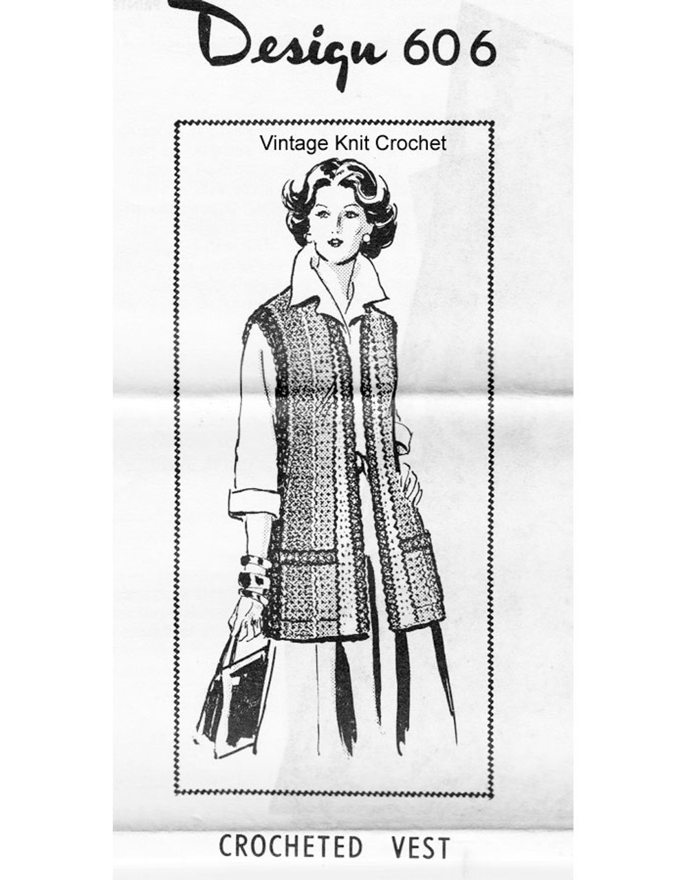 Womans Crochet Vest Pattern, Mail Order 606