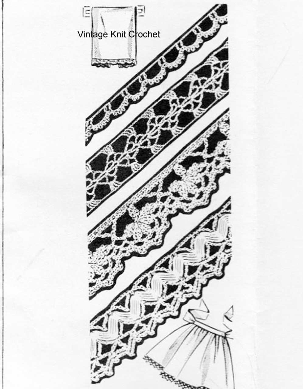 Four Vintage Crochet Edgings Pattern, Anne Cabot 5363