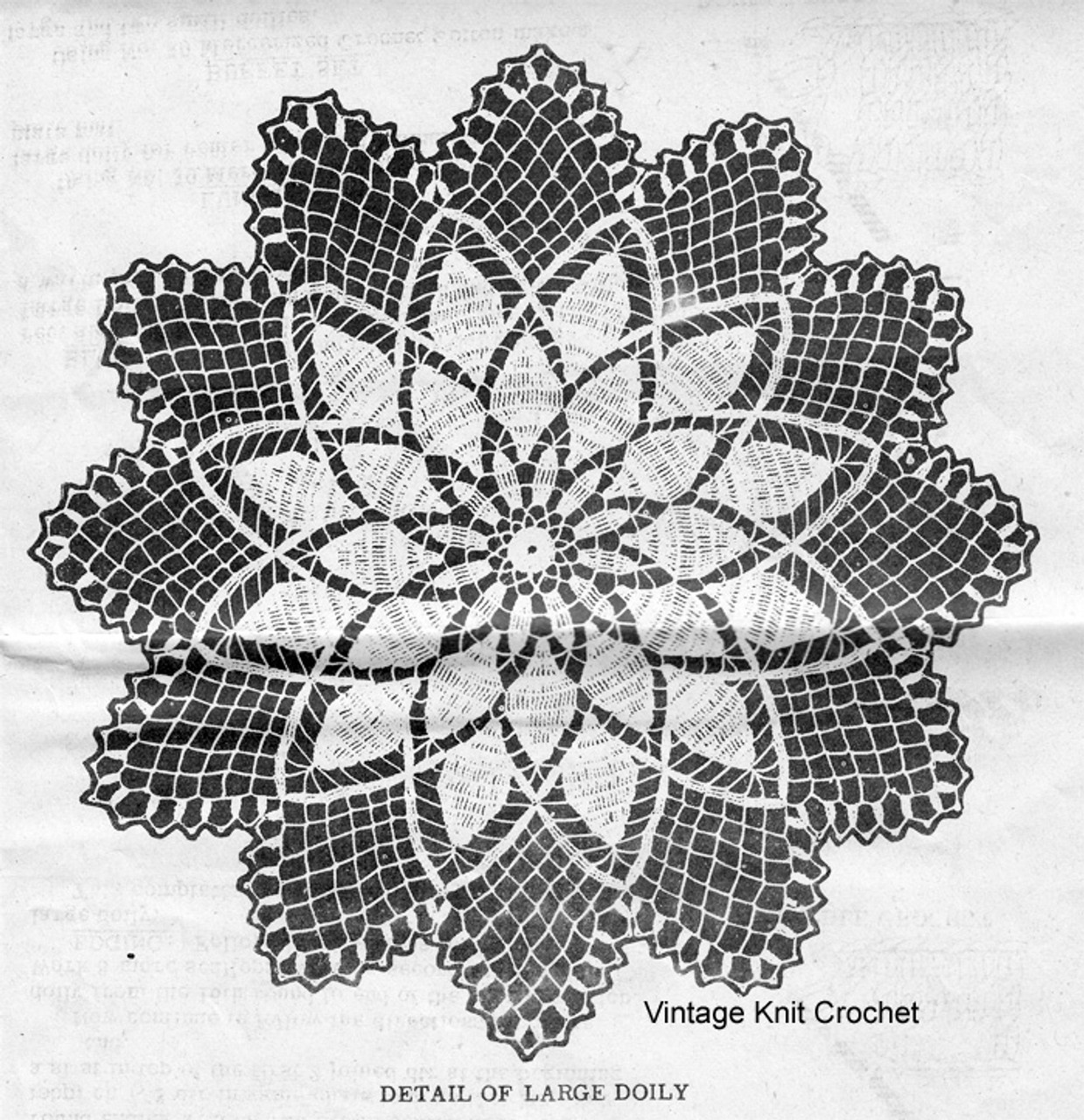 Large Chrysanthemum Doily Pattern Detail, American Weekly 3068