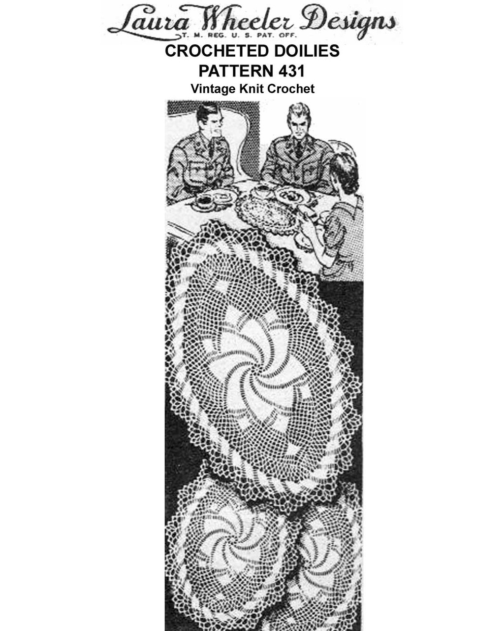 Vintage Oval Pinwheel Crochet Doilies Pattern Design 431