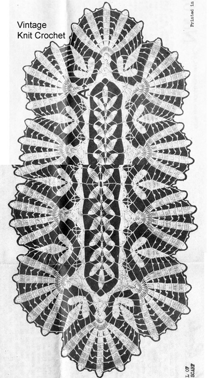 Vintage Crochet Runner Pattern Stitch Illustration Design 6717