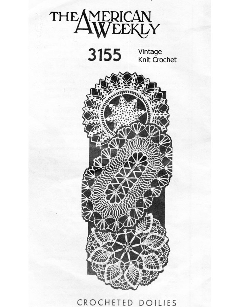 Small crochet doilies pattern, The American Weekly 3155