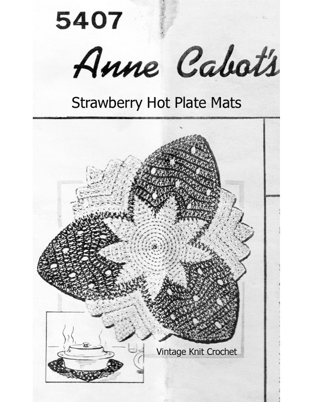 Vintage Strawberry Hot Mats Pattern, Anne Cabot 5407