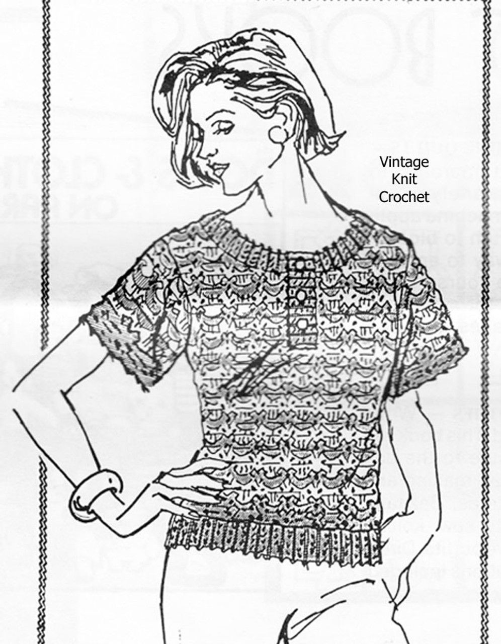 over print Crochet knitting Shirts Lサイズ Summer Top Women CROCHET PATTERN Boho Beach Granny Square