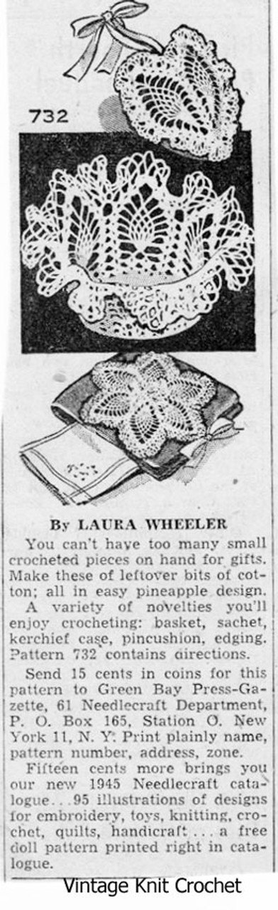 Laura Wheeler 732 Newspaper Advertisement for crocheted novelties