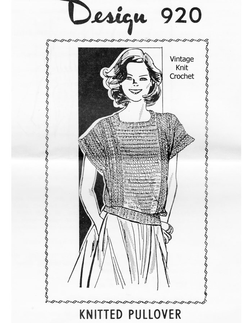 Easy Knitted Top Pattern, Mail Order Design 920