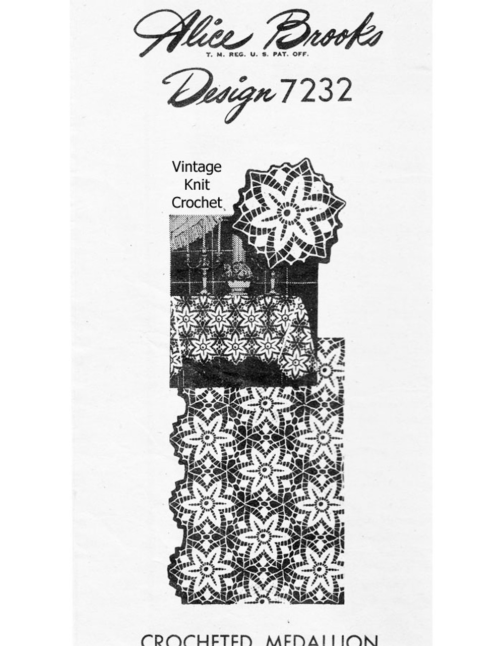 Crochet Tablecloth Medallion Pattern No 7232