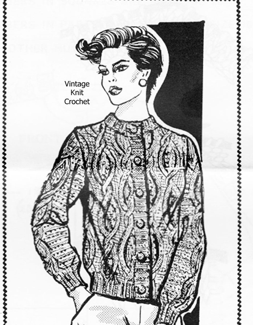 Design 7084, Knitted Mohair Cable Cardigan Pattern 