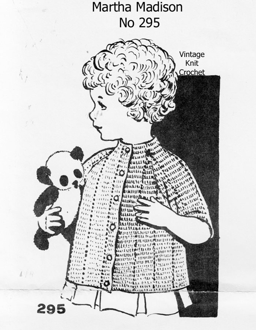 Vintage Childs Crochet Snap Jacket Pattern No 295