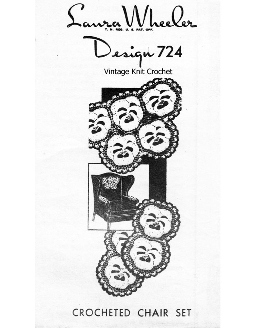Pansy Medallion Crochet Pattern for Chair Set Design 724