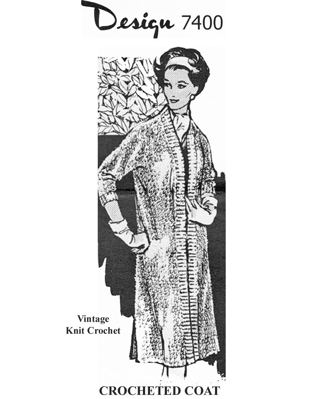 Crochet Knee Length Coat Pattern, Laura wheeler Design 7400