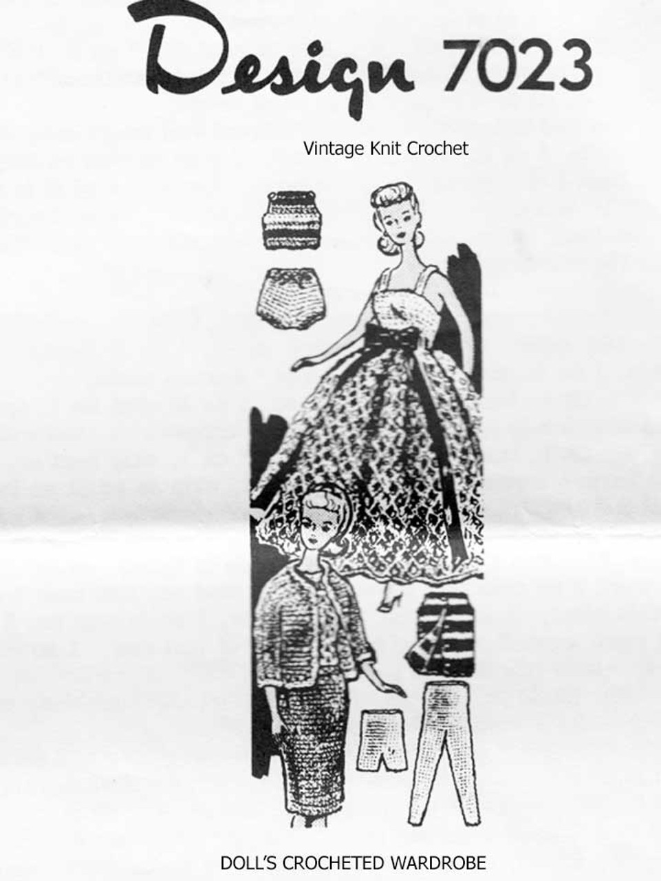 Crochet Barbie Doll Clothes Pattern, Mail Order Design 7023