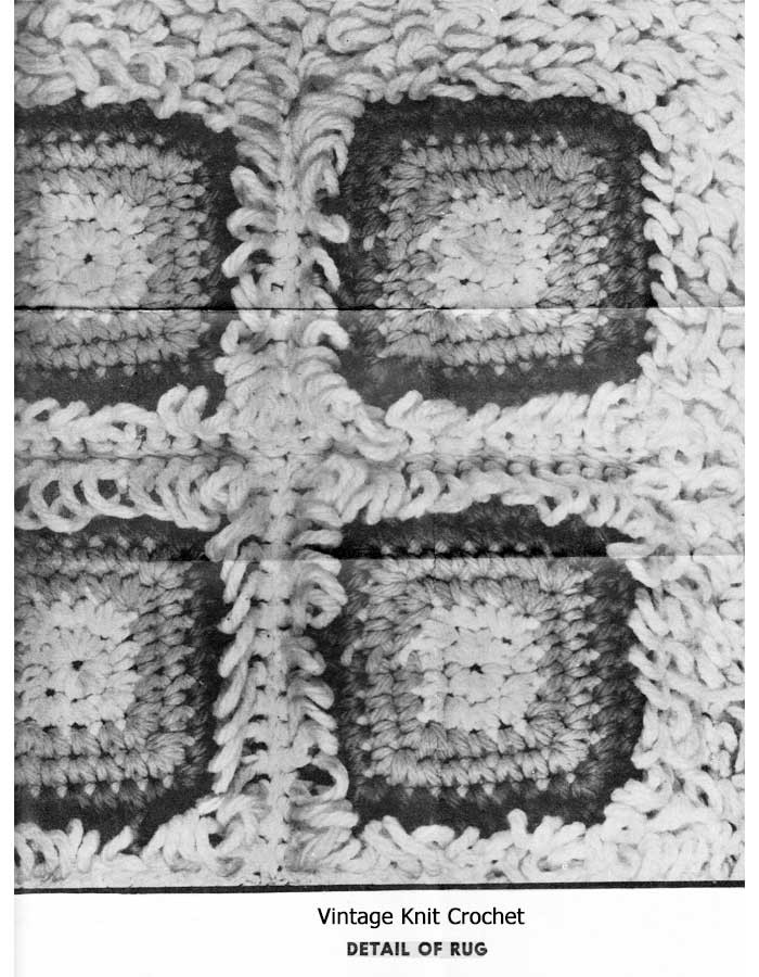 Crochet Rug Pattern, Easy squares joined, Mail Order Design 740