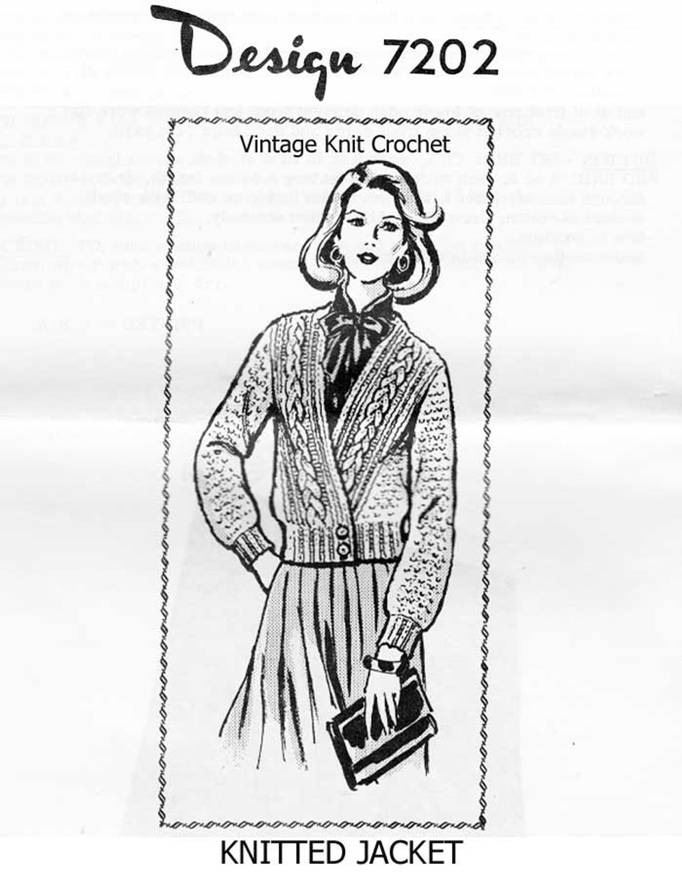 Knitted Wrap Jacket Pattern, Cables Design 7202