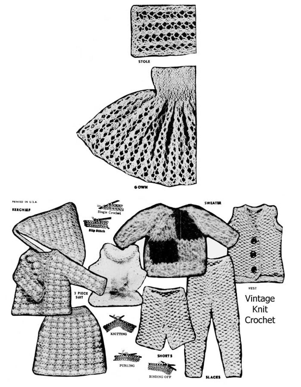Barbie Doll Clothes Knitting Pattern, Alice Brooks 7106