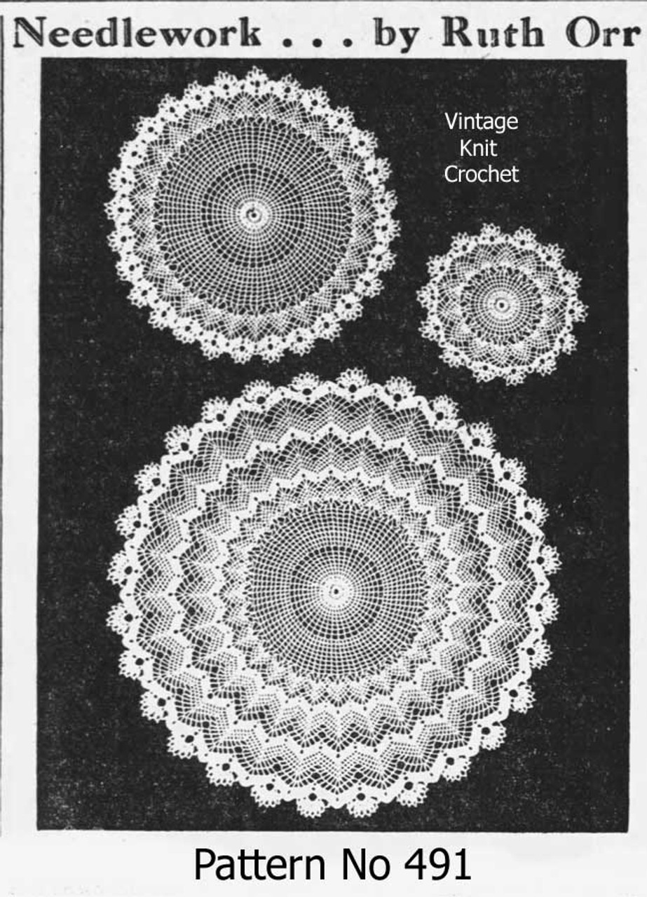 Crochet Lace Luncheon Set Doily Pattern No 491