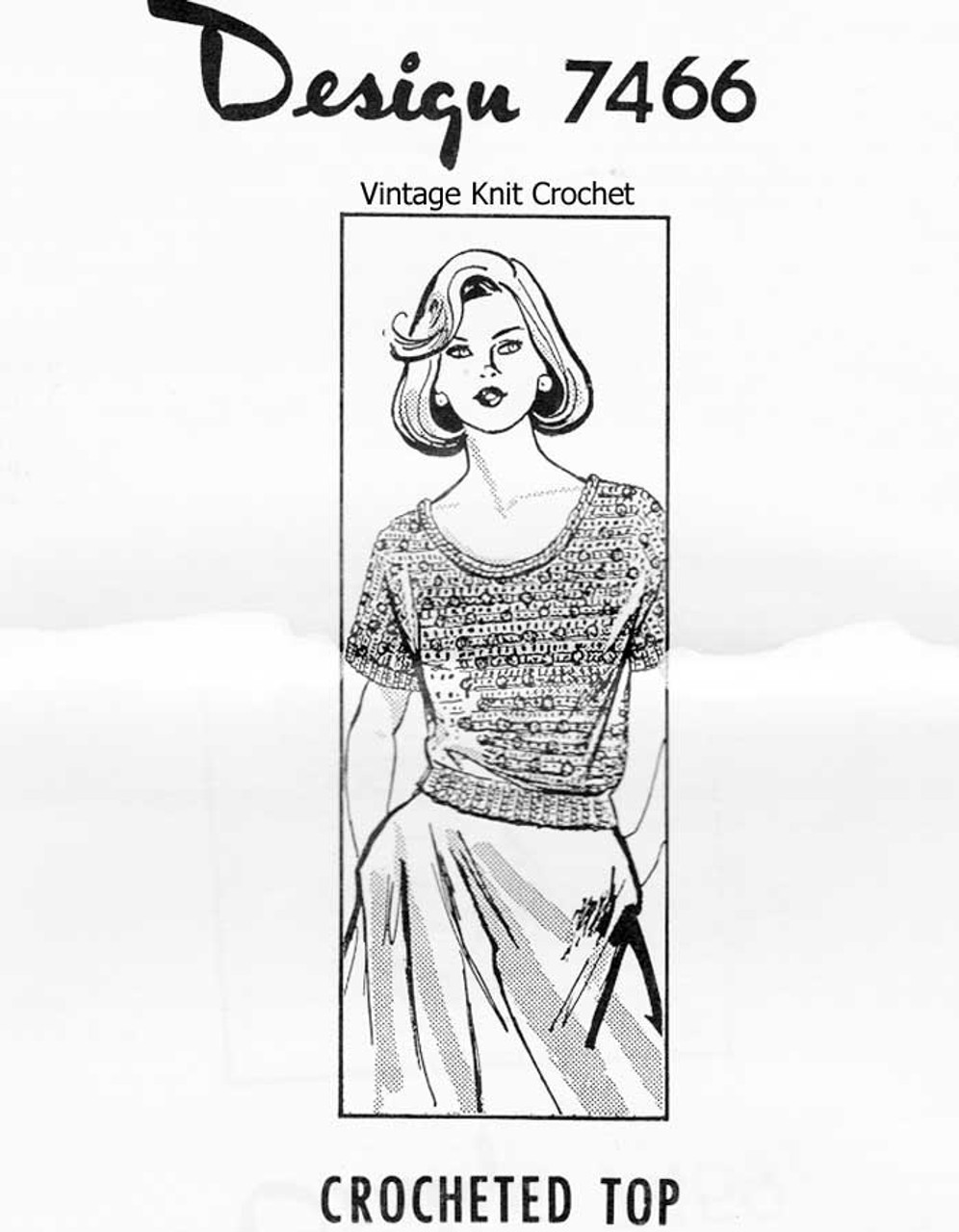 Short Sleeve Crochet Top Pattern Mail Order Design 7466