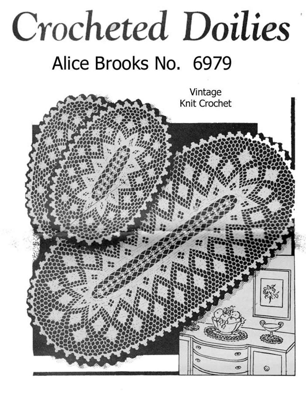 Oval Crochet Luncheon Set Pattern, Alice Brooks Design 6979