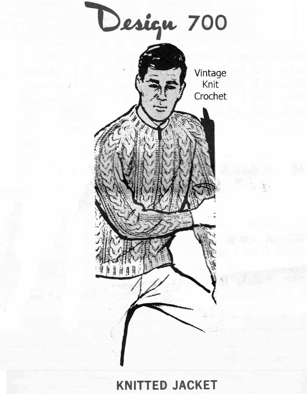 Mens Cable Jacket Knitting Pattern, Laura wheeler Design 700