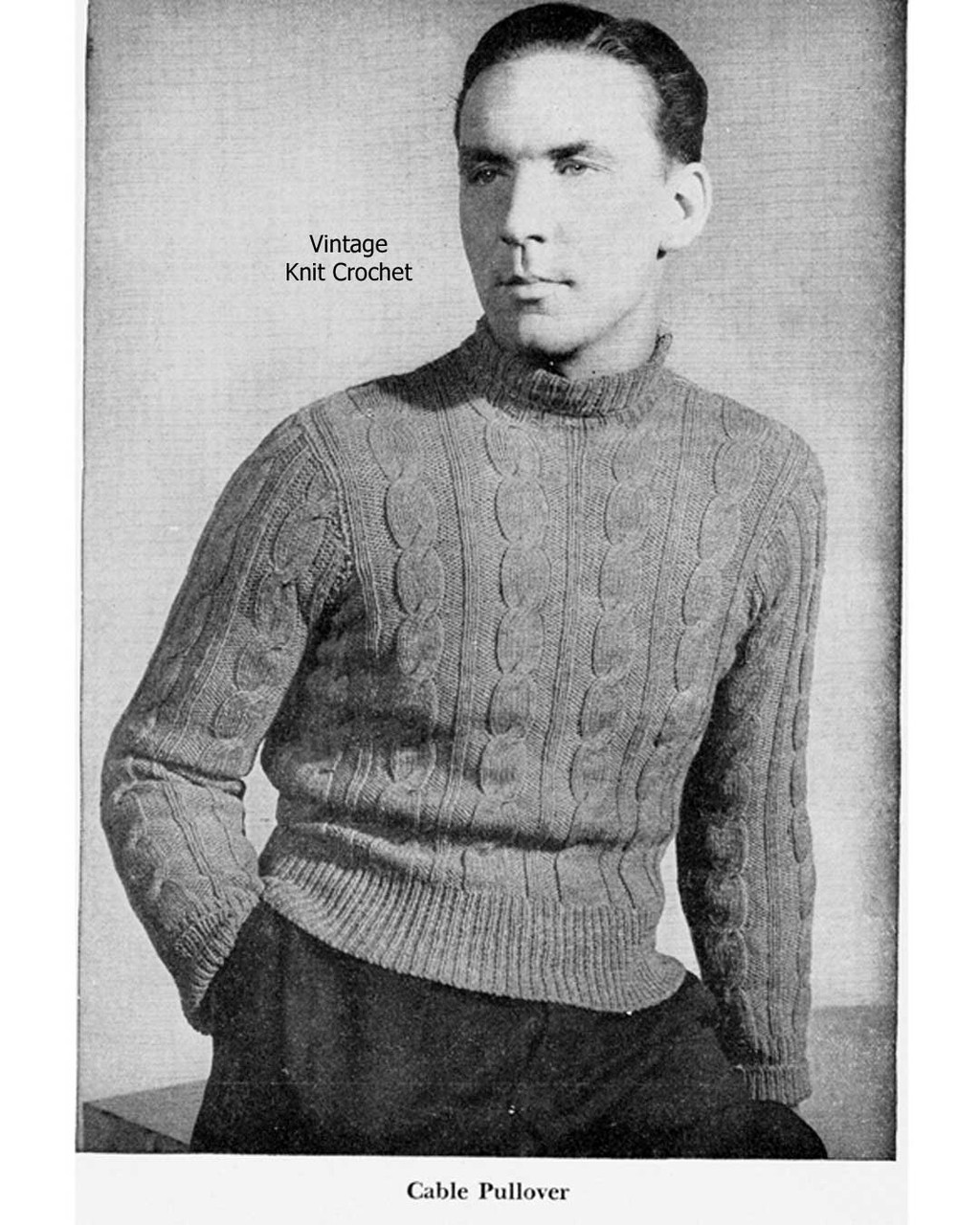 Vintage Mans Cable Pullover Pattern