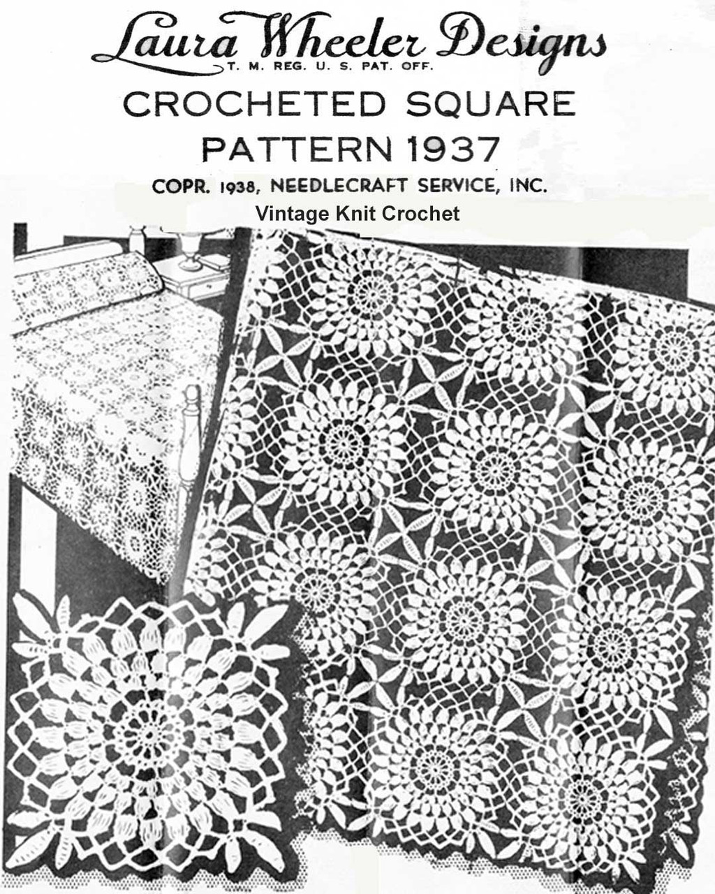 Flower Square Crochet Pattern Laura wheeler Design 1937