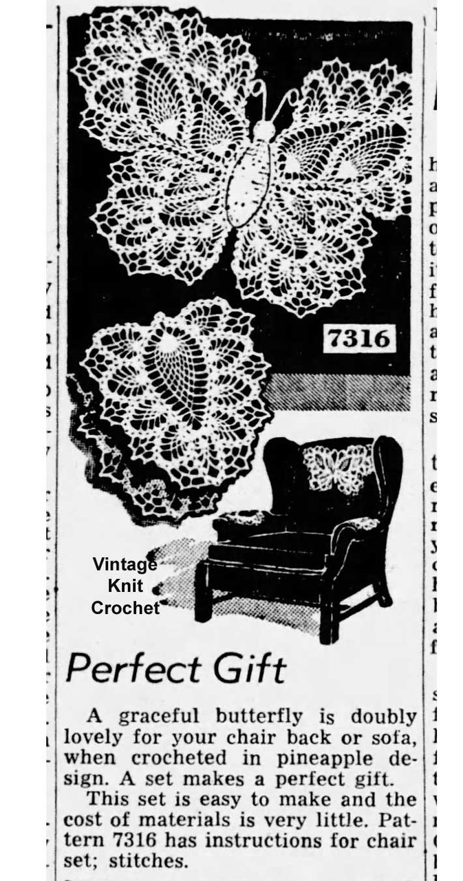 Alice Brooks 7316 Crochet Butterfly Newspaper Advertisement