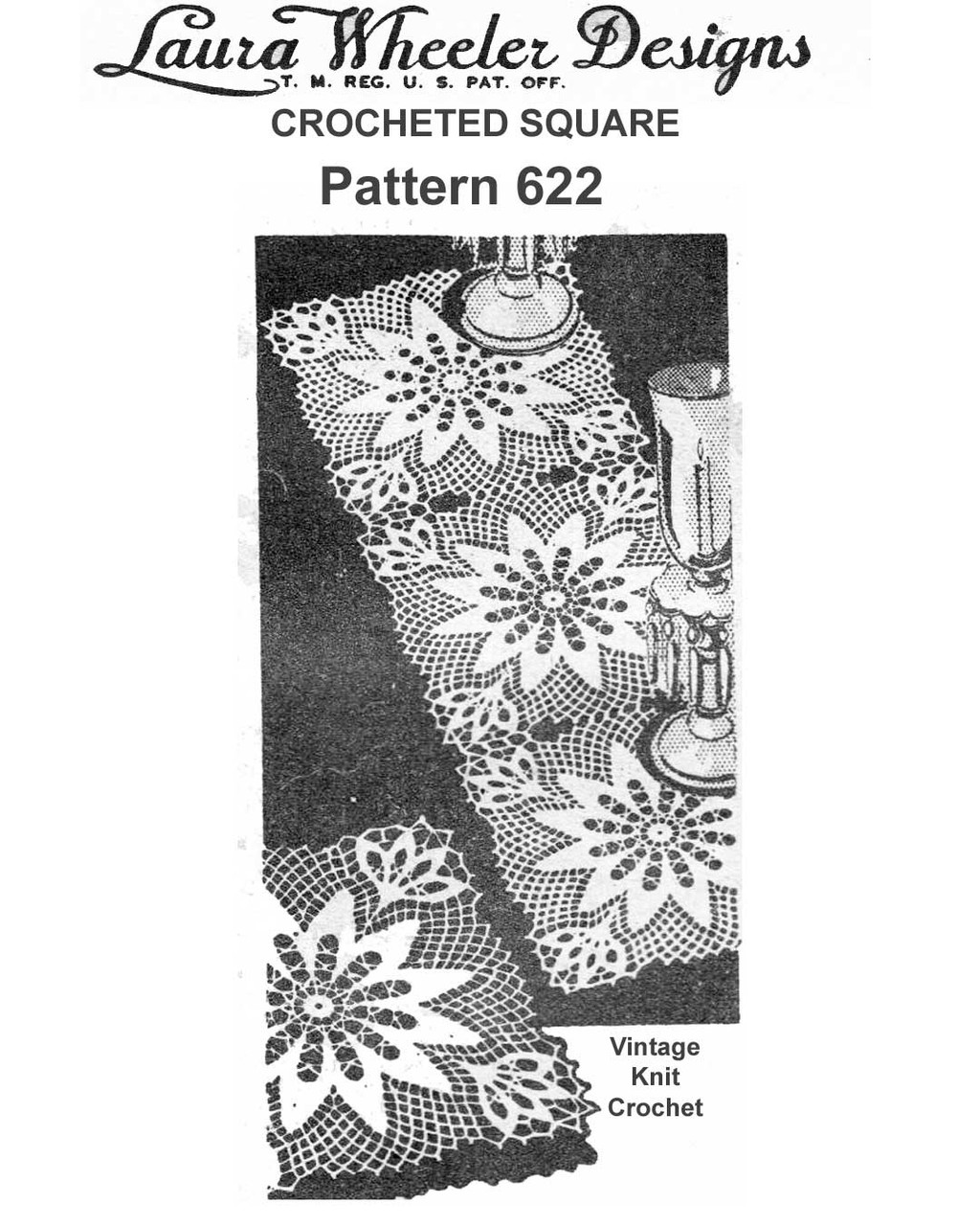 Crochet Runner Doily Square Pattern Design 622
