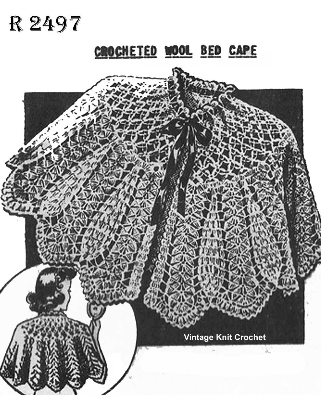Vintage Crochet Bed Jacket Pattern No R2497