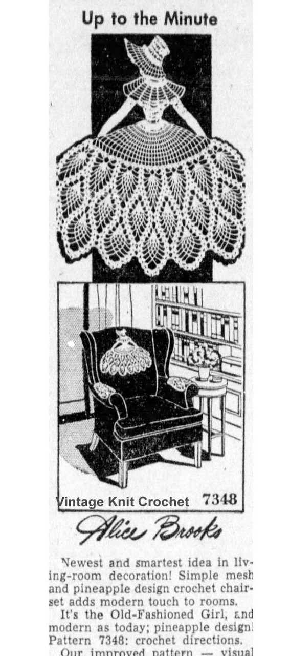 Alice Brooks 7348 Crochet Chair Set Newspaper Advertisement