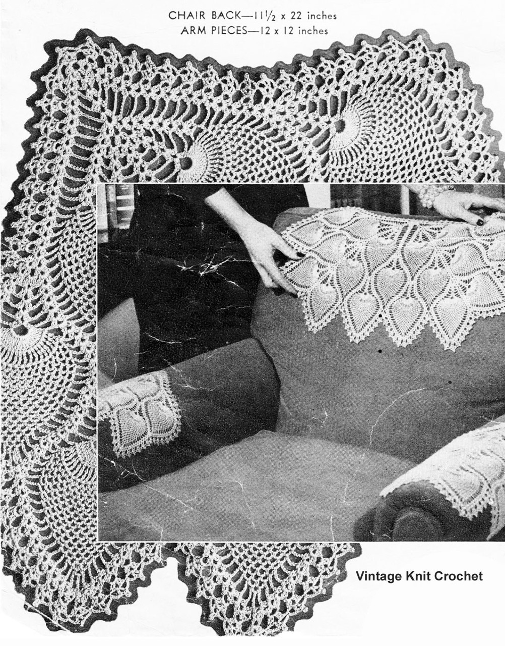 Large Crochet Pineapple Chair Doily Pattern No 7670